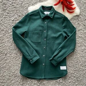 Anian Forest Green Button-Up Wool Shirt